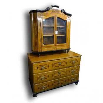 Chest of drawers - brass, solid walnut wood - 1800 Chest of drawers - brass, solid walnut wood - 1800